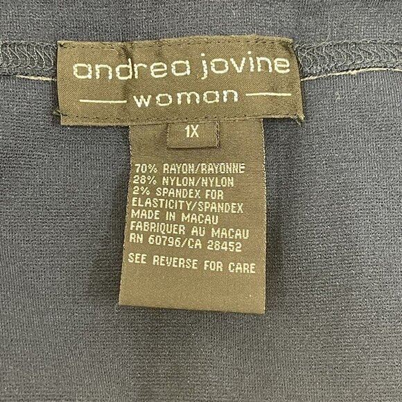 Andrea Jovine Womens Plus 1X Open Front Cardigan Navy Blue Lightweight Stretch - Picture 8 of 8